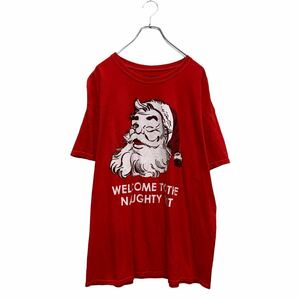 SPENCERS 半袖 プリントTシャツ XL レッド ビッグサイズ クルーネック サンタクロース バックプリント 古着卸 アメリカ仕入 a605-5300