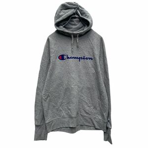 Champion ロゴスウェット パーカー M ライトグレー チャンピオン 裏起毛 プルオーバー 古着卸 アメリカ仕入 a605-5377