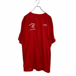 UNDER ARMOUR short sleeves print T-shirt L red Under Armor crew neck sport wear old clothes . America buying up a605-5390