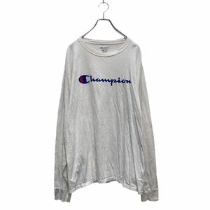 Champion 長袖 ロゴTシャツ XL ホワイト 袖ロゴ ロンT ロングTシャツ 古着卸 アメリカ仕入 a605-5368