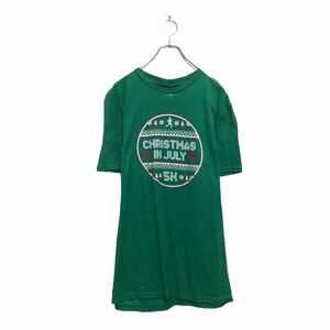 DISTRICT 半袖 プリント Tシャツ M グリーン バックプリント クルーネック 古着卸 アメリカ仕入 a605-5825