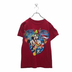 Disney 半袖 プリント Tシャツ ディズニー キッズ L レッド クルーネック 古着卸 アメリカ仕入 a605-5824