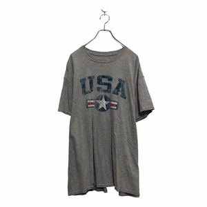 半袖 プリント Tシャツ XL グレー ビッグサイズ クルーネック 古着卸 アメリカ仕入 a605-5959