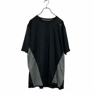 Reebok 半袖 ロゴTシャツ XL ブラック グレー 切替 リーボック スポーツウェア クルーネック 古着卸 アメリカ仕入 a605-5988