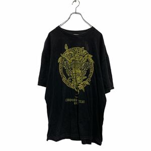 CROOKS 半袖 プリントTシャツ XL ブラック ビッグサイズ クルーネック メデューサ 古着卸 アメリカ仕入 a605-6081