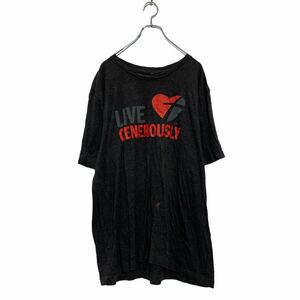 半袖 プリントTシャツ 2XL～ 杢ダークグレー ビッグサイズ バックロゴ LIVE クルーネック 古着卸 アメリカ仕入 a605-6155