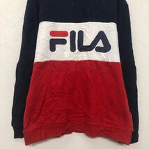 FILA プリント スウェット トレーナー S フィラ ネイビー 裏起毛 古着卸 アメリカ仕入 a605-6207_画像3