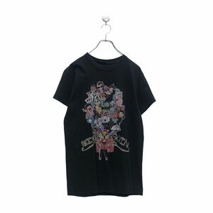 半袖 プリント Tシャツ S~ ブラック イラスト キャラクター クルーネック 古着卸 アメリカ仕入 a605-6218