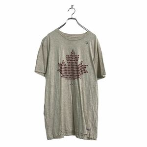 Roots 半袖 プリント Tシャツ L グレー ルーツ メープル 古着卸 アメリカ仕入 a605-6261