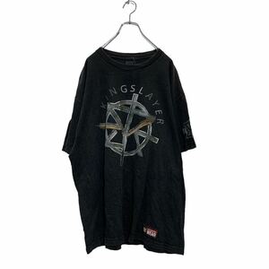 AUTHENTIC 半袖 プリントTシャツ XL ブラック メキシコ製 ビッグサイズ クルーネック 袖ロゴ バックロゴ 古着卸 アメリカ仕入 a605-6333