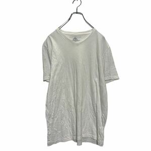 TOMMY HILFIGER 半袖 無地Tシャツ M ホワイト トミーヒルフィガー Vネック シンプル 古着卸 アメリカ仕入 a605-6342