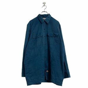 Dickies 長袖 ワーク シャツ L ネイビー ディッキーズ 古着卸 アメリカ仕入 a605-6426