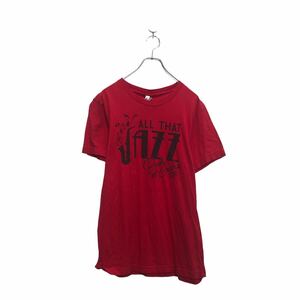 CANVAS 半袖 プリント Tシャツ キャンバス M レッド 音楽 jazz クルーネック 古着卸 アメリカ仕入 a605-6370