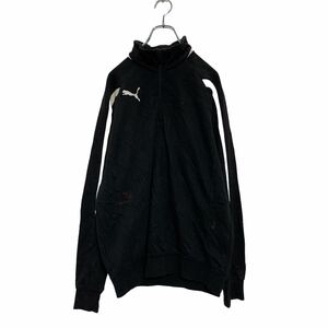 PUMA ハーフジップ ロゴスウェット トレーナー S ブラック プーマ 裏起毛 スポーツウェア 古着卸 アメリカ仕入 a605-6545