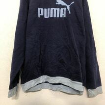 PUMA プリント スウェット パーカー プーマ L~ ネイビー ポケット ロゴ 古着卸 アメリカ仕入 a605-6518_画像3