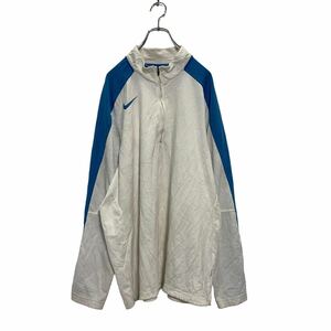 NIKE ハーフジップ トラックジャケット XL ホワイト ライトブルー ナイキ ジャージ ビッグサイズ 古着卸 アメリカ仕入 a605-6547