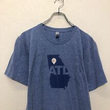 American Apparel 半袖 プリント Tシャツ アメリカンアパレル M ブルー バックプリント クルーネック 古着卸 アメリカ仕入 a605-6593_画像2