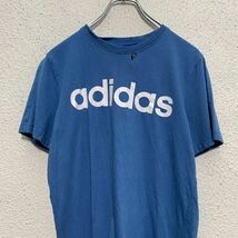 adidas 半袖 ロゴTシャツ L 160～ キッズ ブルー アディダス クルーネック 古着卸 アメリカ仕入 a605-6607_画像2