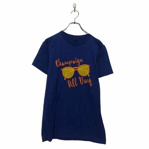 AMERICAN CAMPUS 半袖 プリント Tシャツ S ブルー バックプリント クルーネック 古着卸 アメリカ仕入 a605-6581