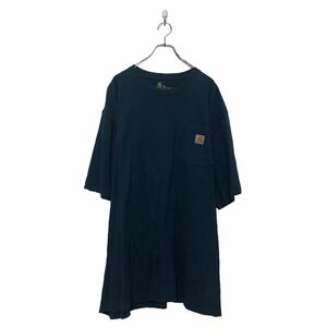 Carhartt 半袖 プリント Tシャツ カーハート 3XL ブルー ビッグサイズ クルーネック 古着卸 アメリカ仕入 a605-6663