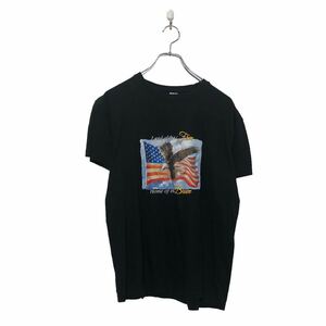 半袖 プリント Tシャツ L ブラック イラスト クルーネック 古着卸 アメリカ仕入 a605-6846