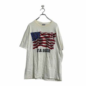 SONOMA 半袖 プリント Tシャツ XL ホワイト ビッグサイズ 星条旗 2002 クルーネック 古着卸 アメリカ仕入 a605-7064