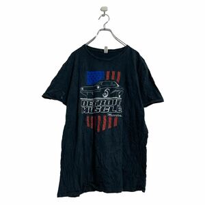 FRUIT OF THE LOOM 半袖 プリント Tシャツ XL ブラック フルーツオブザルーム バックプリント クルーネック 古着卸 アメリカ仕入 a605-7181