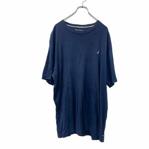 NAUTICA 半袖 ロゴ Tシャツ 刺繍 XL ノーティカ ネイビー スリープウェア 古着卸 アメリカ仕入 t2405-3175