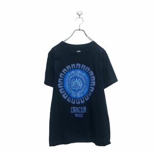 半袖 プリント Tシャツ S ネイビー イラスト 文字 クルーネック 古着卸 アメリカ仕入 a605-7690