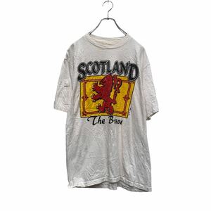 LE PAYS INTERNATIONAL 半袖 プリントTシャツ L ホワイト USA製 シングルステッチ SCOTLAND 古着卸 アメリカ仕入 a605-7985