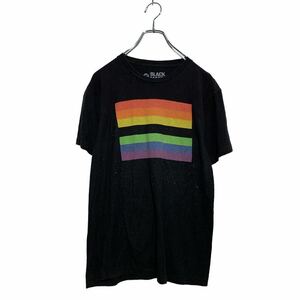 BLACK MATTER 半袖 プリントTシャツ M ブラック レインボーカラー クルーネック 古着卸 アメリカ仕入 a605-8148