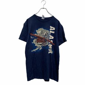 DELTA 半袖 プリントTシャツ M ネイビー デルタ クルーネック 飛行艇 古着卸 アメリカ仕入 a605-8293