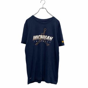 NIKE 半袖 プリントTシャツ S ネイビー ナイキ クルーネック 袖ロゴ 古着卸 アメリカ仕入 a605-8291