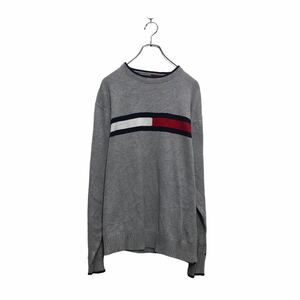 TOMMY HILFIGER コットン ニット セーター トミーヒルフィガー M グレー 古着卸 アメリカ仕入 a605-8339