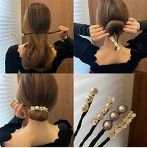 2点セット　お団子ヘアメーカー シニヨンメーカー 韓国ヘアアクセサリー フラワー パール ホワイト 髪飾り_画像6