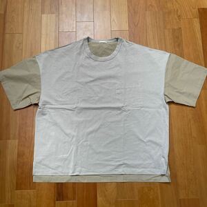 GU 半袖 切替 オーバーサイズTシャツ 半袖Tシャツ 色:ベージュ size:3XL