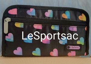 LeSportsac　レスポートサック　財布　カードケース　マルチケース ポーチ ブラック　ハート柄 