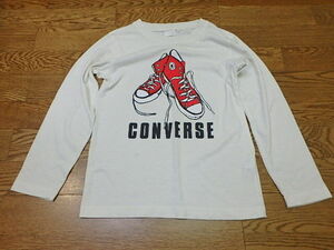 n405y　140サイズ　コンバース　CONVERSE　ロンT　長袖Tシャツ　白　子供服　男の子　キッズ　子ども　中古　(0426)