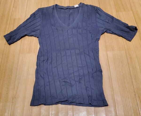 IENA購入 YOUNG & OLSEN 半袖 リブVネックTシャツ チャコールグレー