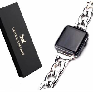 【訳有 送料無料】【Royce&Roland】 Apple Watch ステンレス シルバー チェーン ベルト アクセ 時計バンド 42/44/45mm(A106)