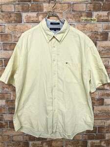 Tommy Hilfiger トミーヒルフィガー メンズ BD ボタンダウン 半袖 オックスフォードシャツ ロゴ刺繍 XL 黄色 大きいサイズ ビッグサイズ