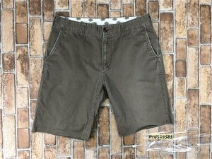 Dickies ディッキーズ メンズ ロゴラベル 切りっぱなし カットオフ コットン ハーフ ワーク パンツ 33 カーキ ブラウン