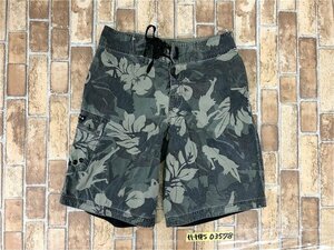 crazy shirts クレイジーシャツ メンズ フロント マジックテープ 迷彩 カモフラ 薄手 ショート ハーフパンツ 緑 カーキ グリーン 28