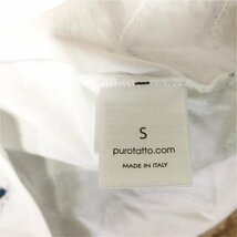 PUROTATTO プロタット レディース イタリア製 レース付き シンプル フレンチスリーブ Tシャツ S 白 × 紺_画像3