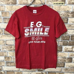 E.G.SMILE E-girls LIVE TOUR 2016 ツアーグッズ 公式 メンズ プリント 半袖Tシャツ 赤 レッド S