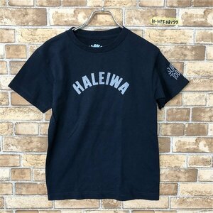 Haleiwa ハレイワ USA ハワイ ユニセックス 男女兼用 ロゴプリント 半袖Tシャツ M 紺 ネイビー スーベニア アメカジ