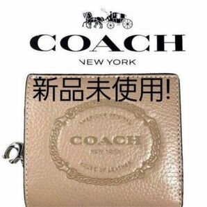 最終値下げ【新品未使用】二つ折り財布COACHアウトレットペブルレザー ヘリテージスナップ CM216