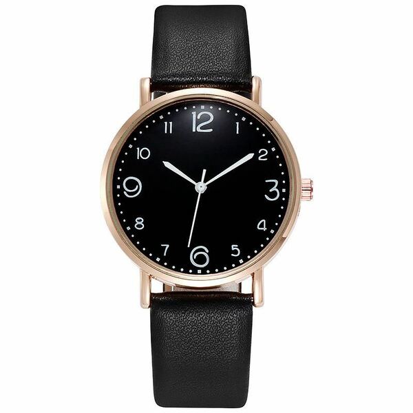 超人気 腕時計 ブラック クォーツ 可愛い シンプル 素敵 綺麗 上品 アナログ 黒 時計 