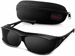 [TINHAO] オーバーサングラス レンズ曲がる 偏光サングラス メガネの上からかけられる UV400 サイクリング ドライ