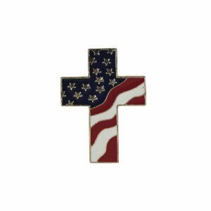 星条旗柄 クロス ピンズ 十字架 ピンバッジ ピンバッチ 留め具付き アメリカ 輸入雑貨